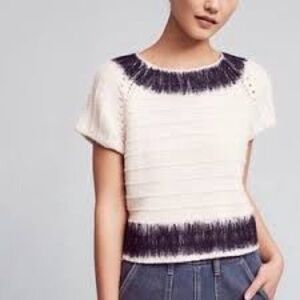 Anthropologie Field Flower Feltwork Wool Alpaca Blend Sweater Top Size Small